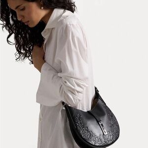 Ralph Lauren Black Embossed Leather Bag